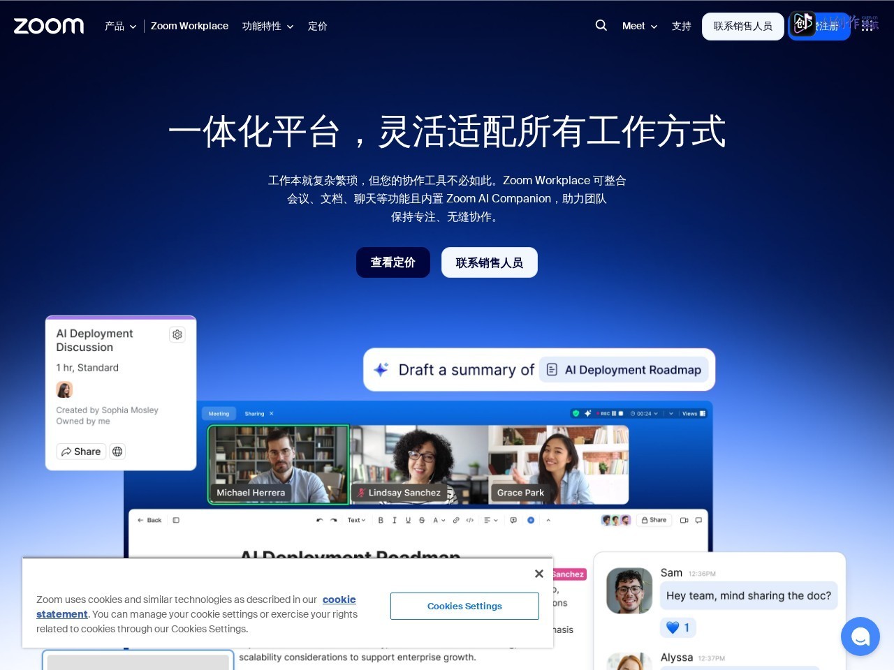 Zoom Workplace 网站截图