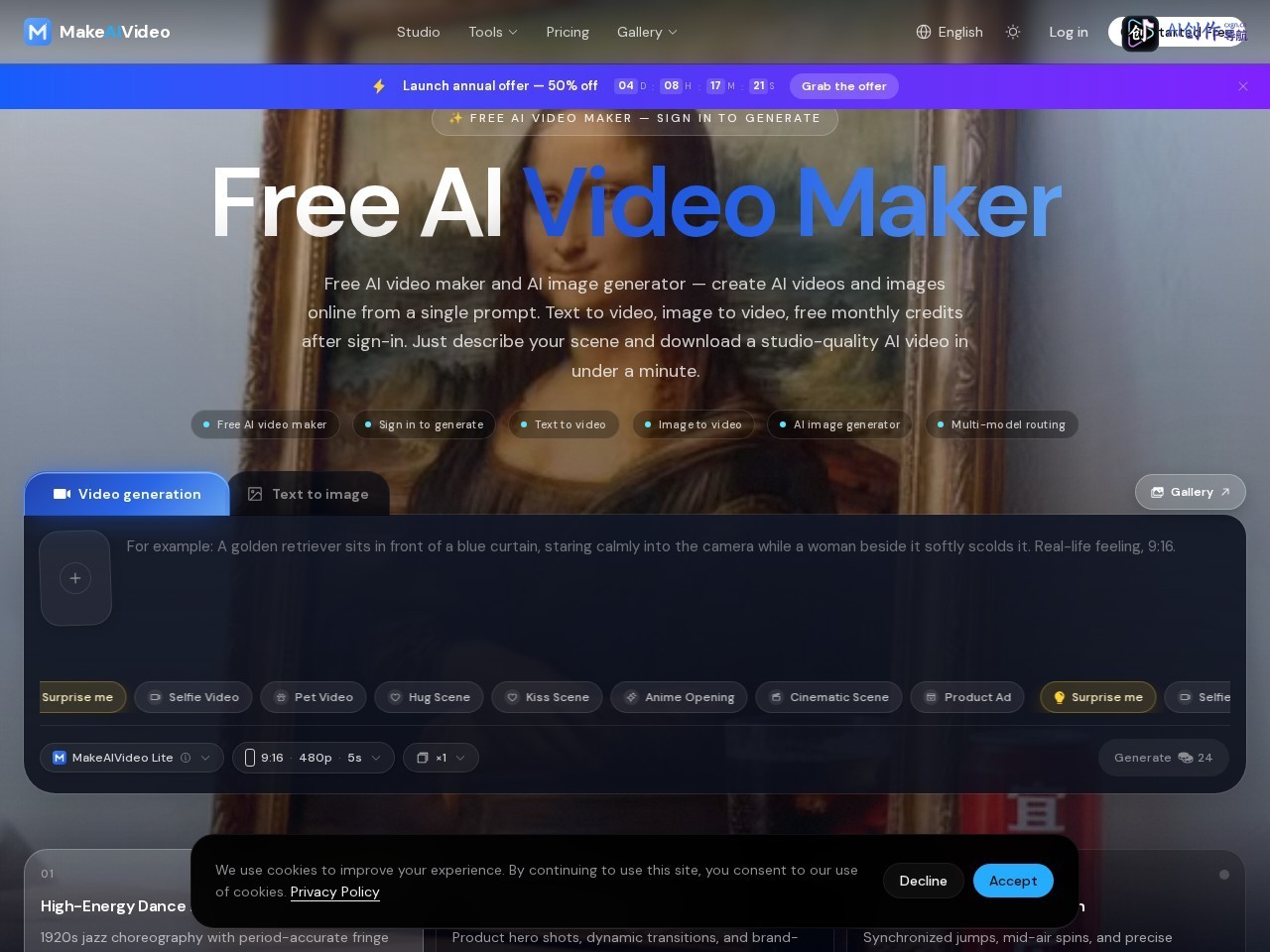 MakeAIvideo 网站截图