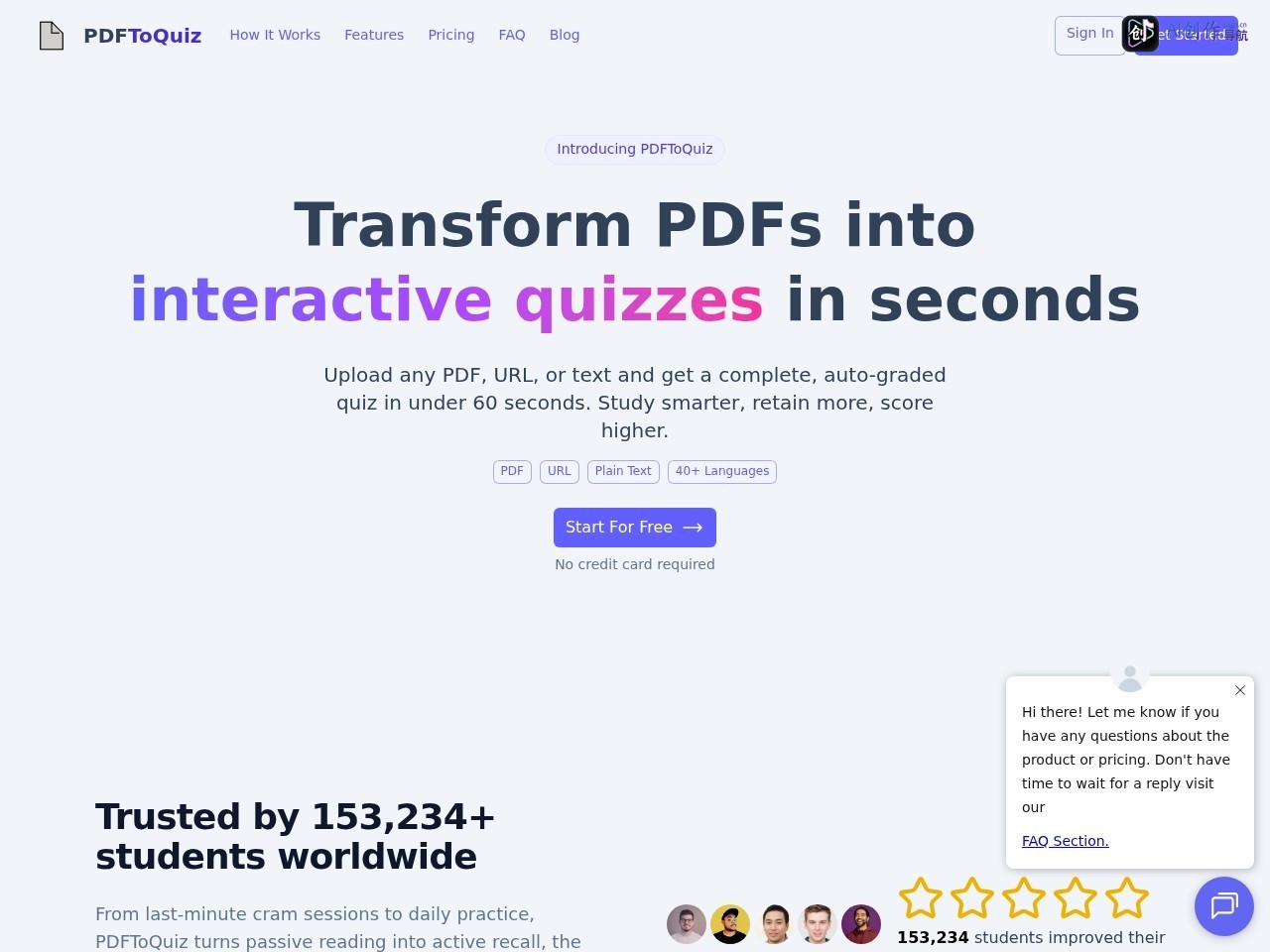 PDFToQuiz 网站截图