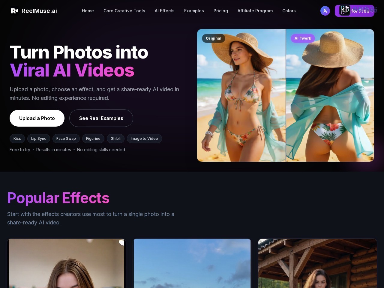 ReelMuse.ai 网站截图