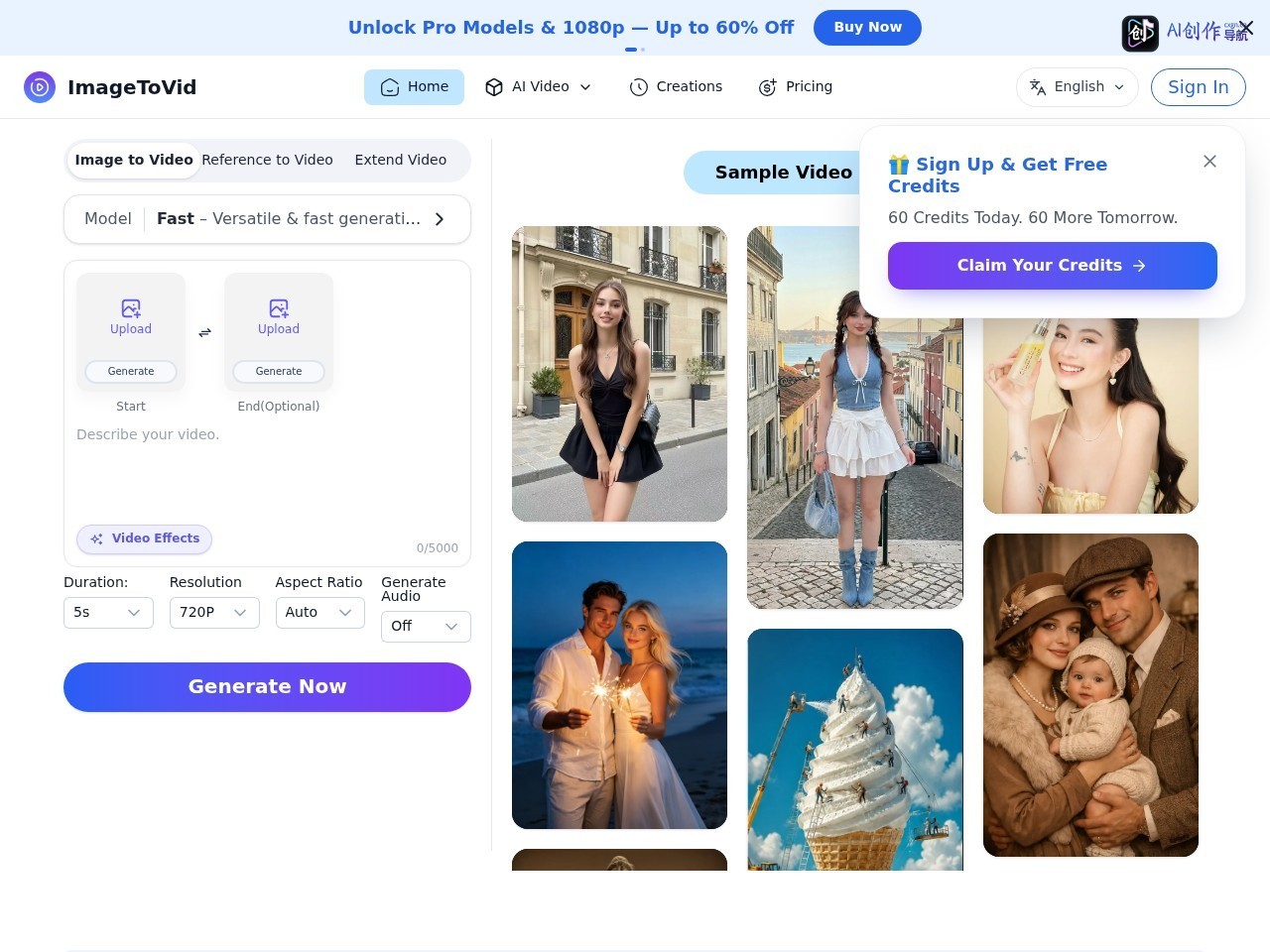 ImageToVid 网站截图