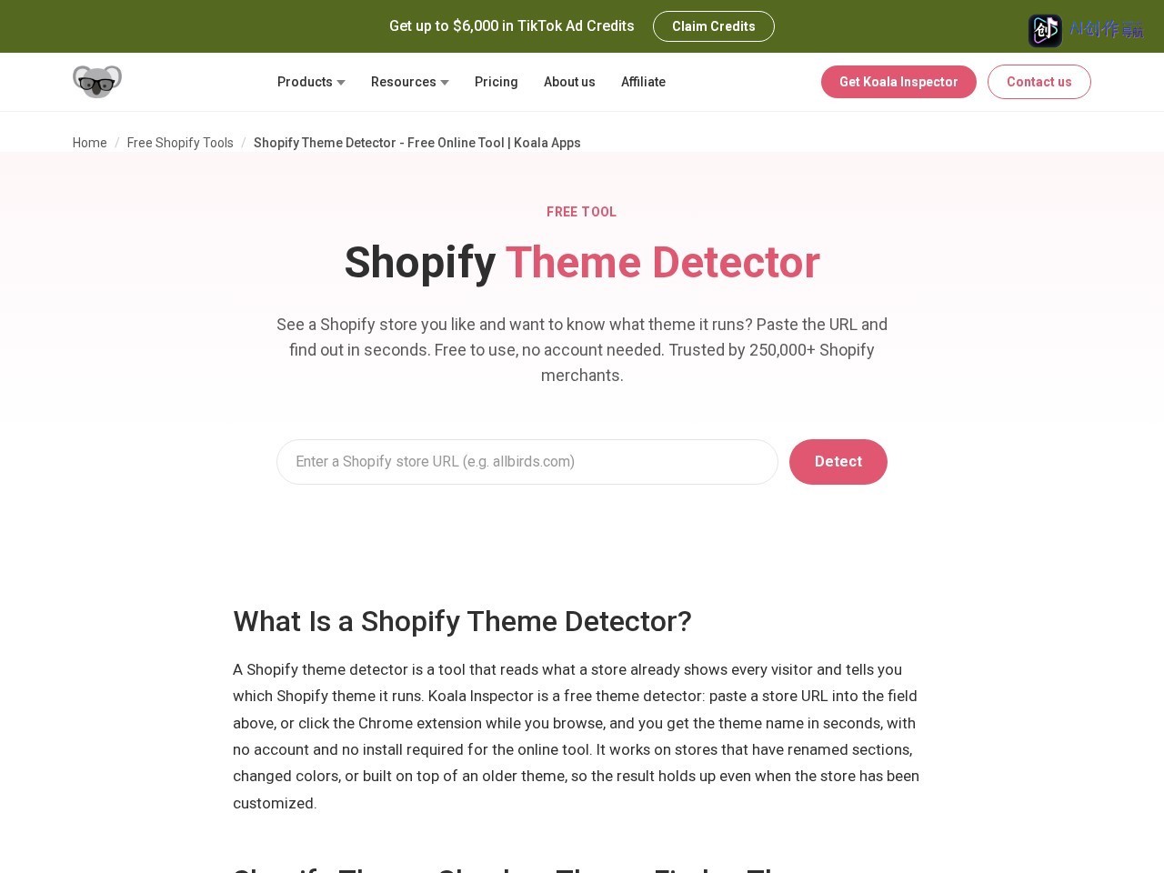Shopify Theme Detector 网站截图