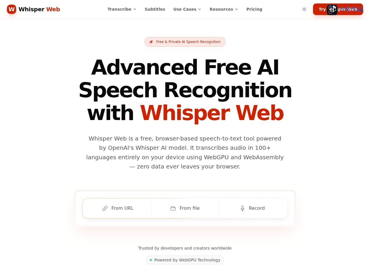 Whisper Web 网站截图