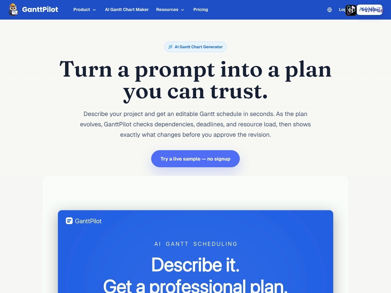 GanttPilot 网站截图