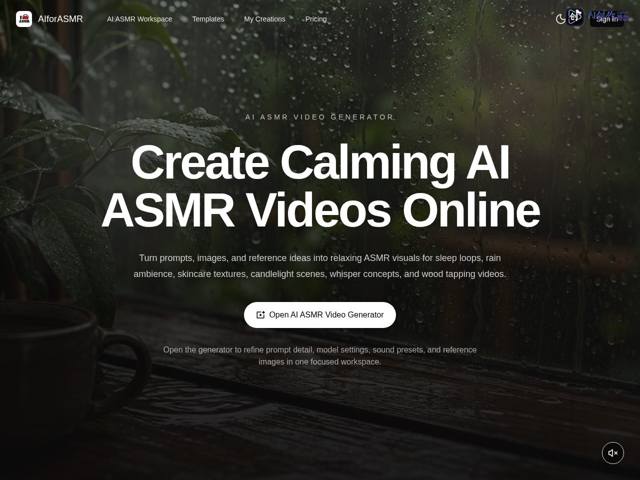 AI ASMR Video Generator 网站截图