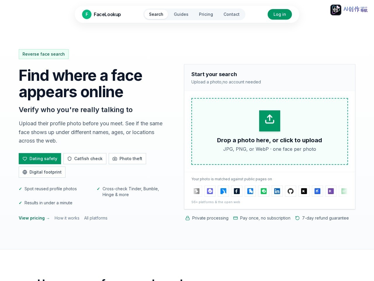 FaceLookup 网站截图