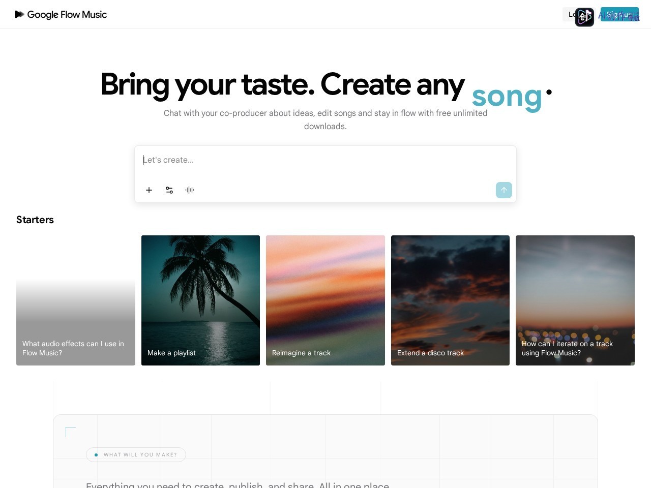 Google Flow Music 网站截图