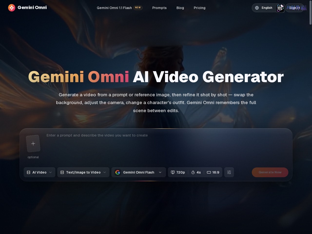 Gemini Omni 网站截图