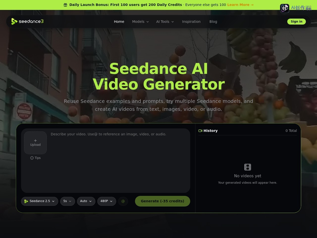 Seedance 网站截图