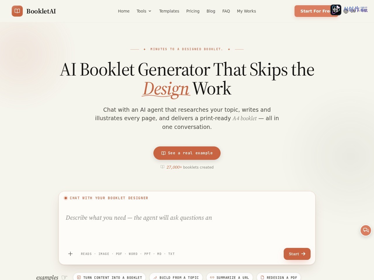 Booklet AI 网站截图