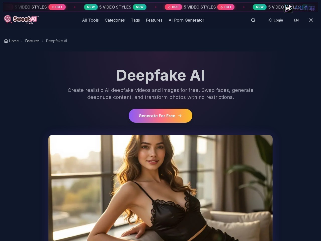 Deepfake AI 网站截图