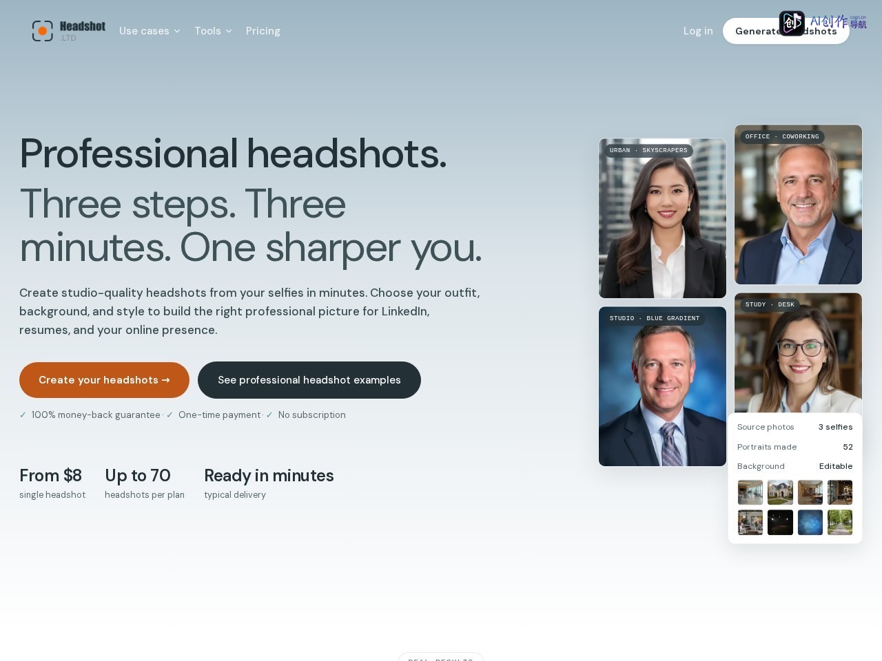 AI Headshot Generator 网站截图