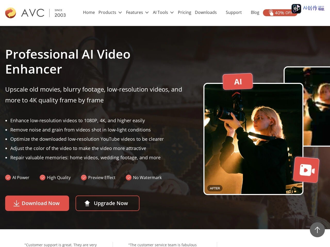 AI Video Enhancer 网站截图