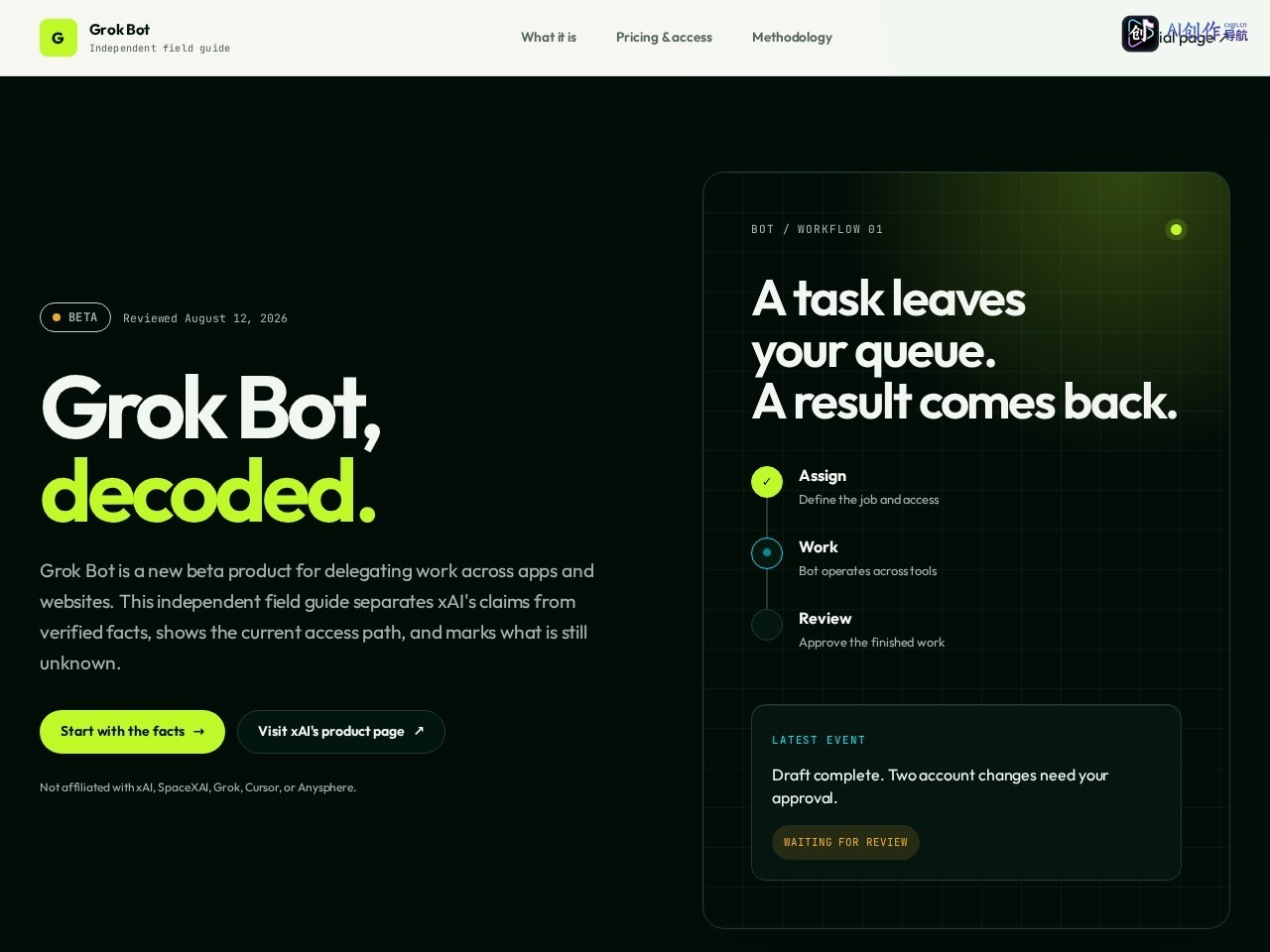 Grok Bot 网站截图