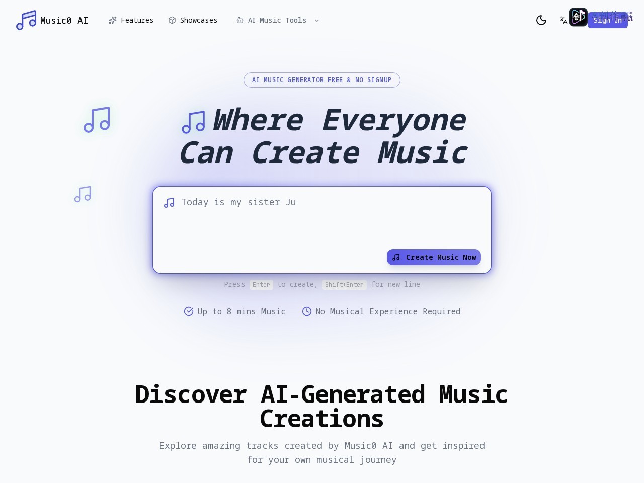 Music0 AI 网站截图