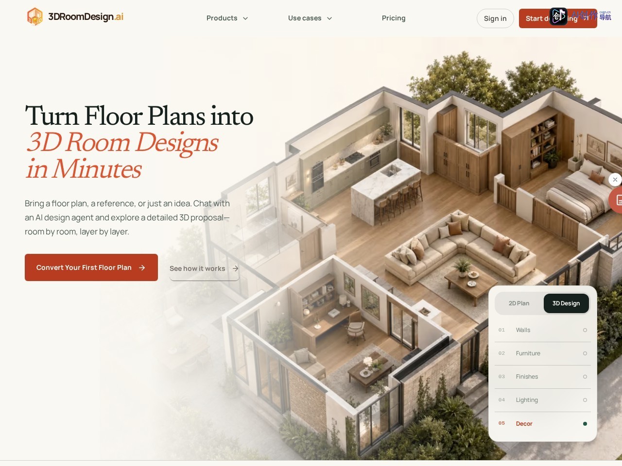 3D Room Design AI 网站截图