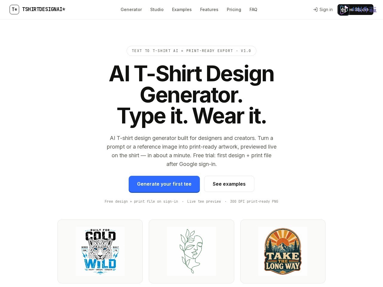 T-Shirt Design AI 网站截图
