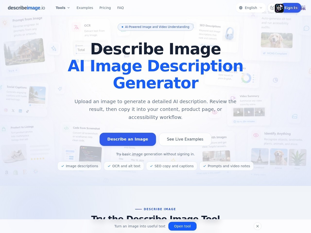 Describe Image 网站截图