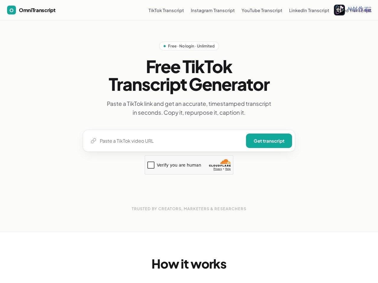 OmniTranscript 网站截图