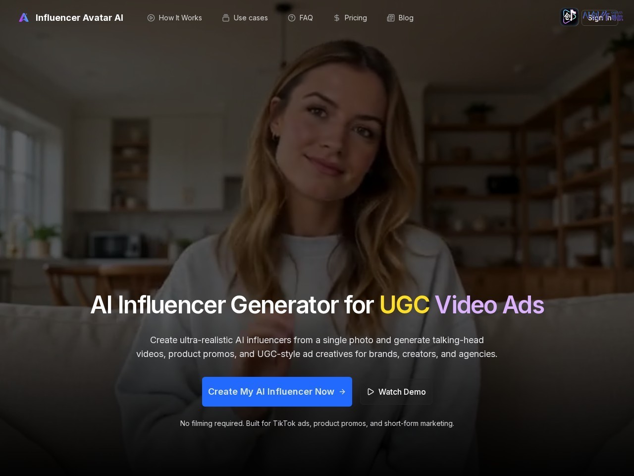 Influencer Avatar AI 网站截图